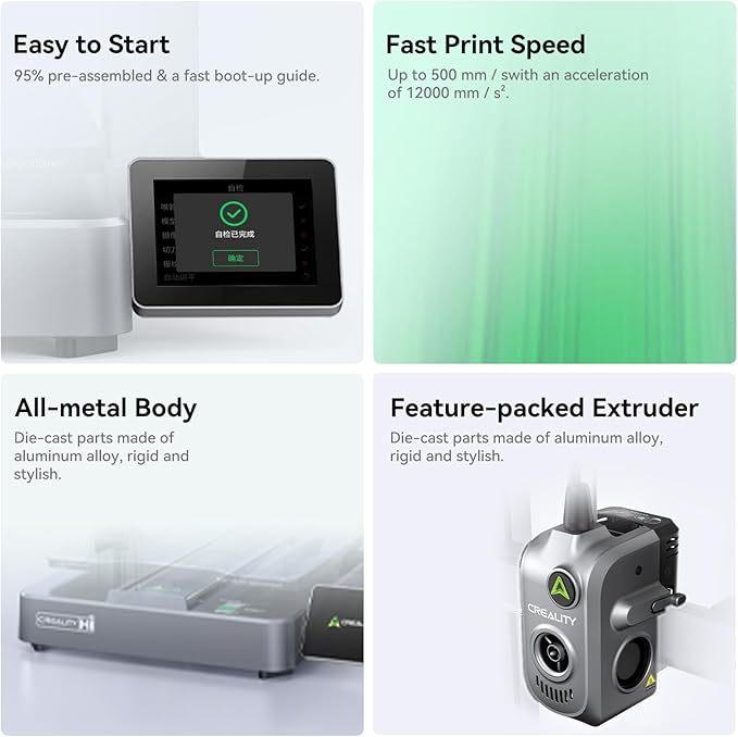 Creality Hi Combo (A) 3D Printer, Multi Color 3D Printer with CFS, 500mm/s High Speed Auto-Leveling Automatic Filament Reading Clog-Free Extruder 95% Pre-Assemble All-Metal Body 10.24×10.24×11.81inch - Image 2
